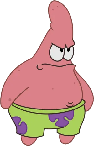 Angry Pink Starfish Cartoon Character PNG