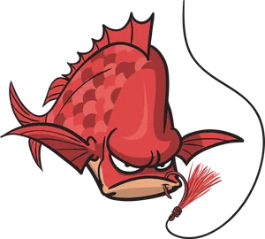 Angry Red Fish Cartoon