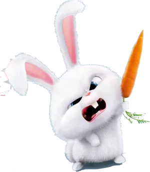 Angry White Bunny Carrot Stick PNG image