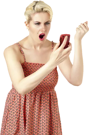 Angry Woman Yellingat Phone PNG image