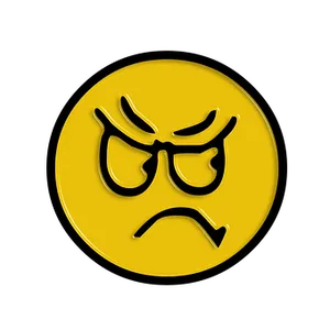 Angry Yellow Face Emoji Black Background