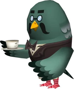 Animal Crossing Brewsterwith Coffee Cup PNG image