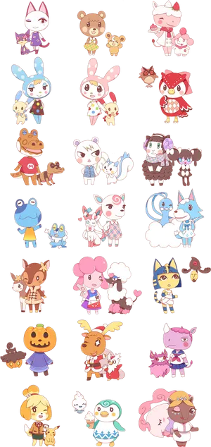 Animal Crossing Characters Cute Illustration PNG image