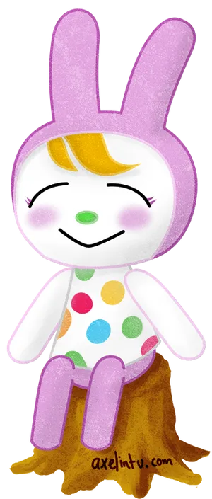 Animal Crossing Polka Dot Rabbit Character PNG image