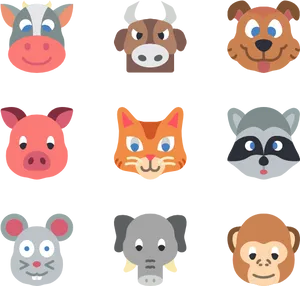 Animal Face Icons Collection PNG image