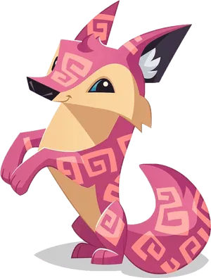 Animal Jam Pink Fox Character PNG image