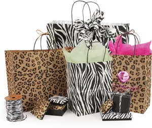 Animal Print Gift Bagsand Packaging PNG image