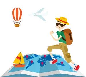 Animated Adventure Travel Concept PNG image