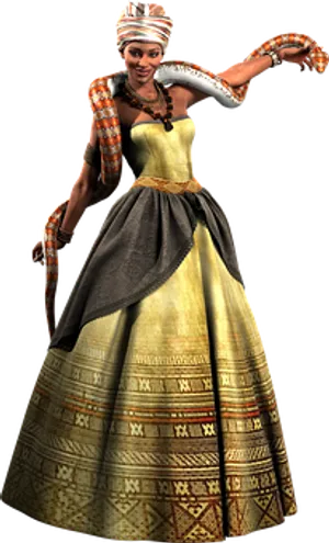 Animated African Woman Traditional Dress