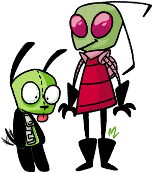 Animated Alien Duo Illustration PNG image