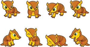 Animated Armadillo Expressions PNG image