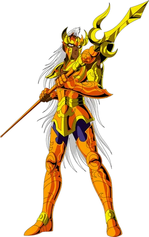 Animated_ Armored_ Warrior_with_ Spear PNG image