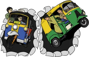 Animated Auto Rickshaw Race PNG image