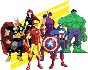 Animated Avengers Team PNG image
