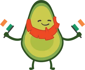 Animated Avocado With Irish Flag PNG image