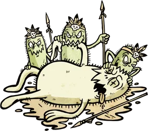 Animated Bacteria Tribe Hunting Cell
