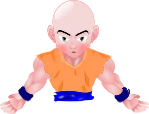 Animated Bald Character Floating