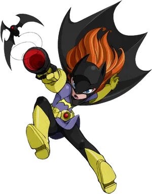 Animated Batgirlin Action PNG image