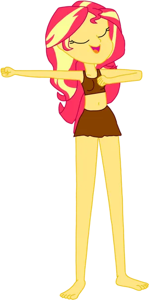 Animated Beach Girl Stretching Pose PNG image