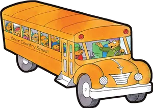 Animated Bear Country School Bus PNG image