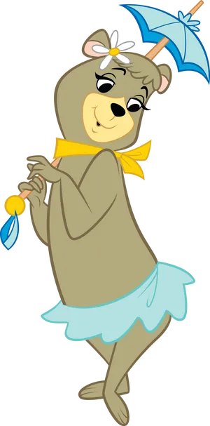 Animated Bear With Umbrella PNG image