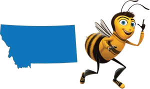 Animated Bee Character Montana Outline PNG image