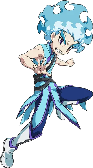 Animated Beyblade Character Action Pose PNG image