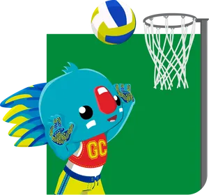 Animated Bird Playing Basketball Clipart PNG image