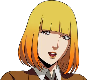 Animated Blonde Character Smiling PNG image