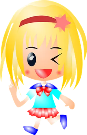 Animated Blonde Girl Cartoon Character