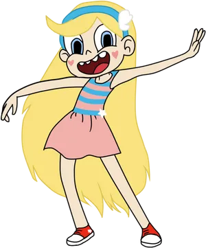 Animated Blonde Girl Cheerful Pose PNG image