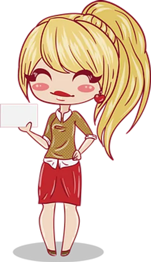 Animated Blonde Girl Holding Sign