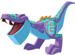 Animated Blue Dinosaur Character PNG image
