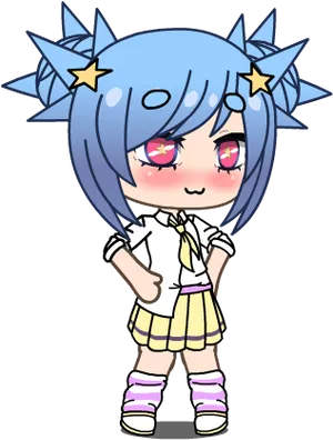 Animated Blue Haired Character PNG image