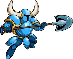 Animated Blue Knightwith Axe PNG image