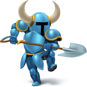 Animated Blue Knightwith Halberd PNG image
