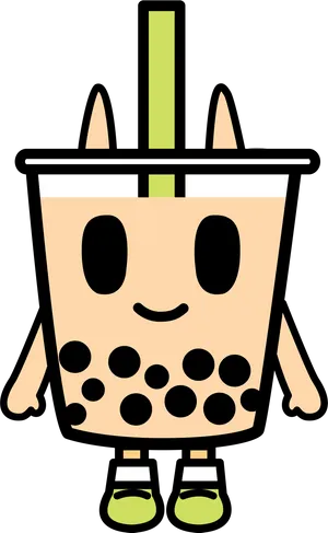 Animated Boba Tea Character PNG image