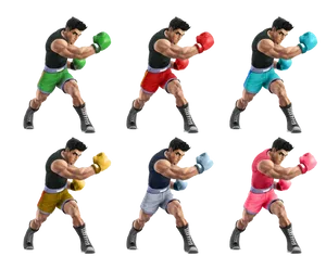 Animated Boxer Multiple Outfits PNG image