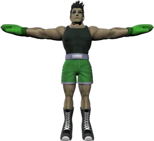 Animated Boxer Spread Arms Pose PNG image