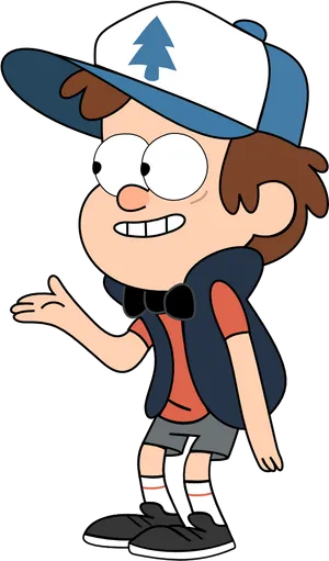 Animated Boyin Blue Capand Vest PNG image