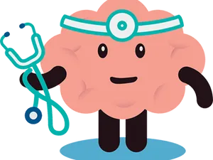 Animated Brain Doctor Character PNG image