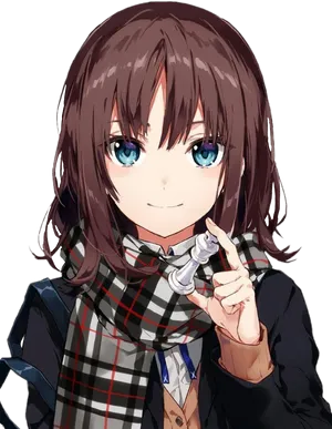 Animated Brown Haired Girl With Blue Eyes PNG image