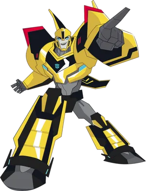 Animated Bumblebee Transformer Stance PNG image