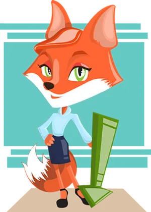 Animated Business Fox Standing With Briefcase PNG image