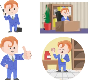 Animated Businessman Activities PNG image