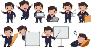 Animated Businessman Expressions Set PNG image