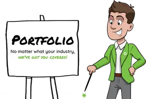 Animated Businessman Presenting Portfolio PNG image
