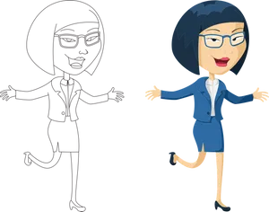 Animated Businesswomen Illustration PNG image