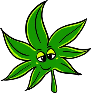 Animated Cannabis Leaf Character PNG image