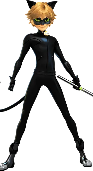 Animated Cat Hero Character PNG
